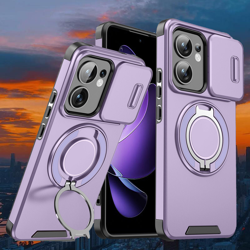 เคสโทรศัพท์สําหรับOPPO RENO 15/15 Pro/15F/14/14 Pro/14F 13/13 Pro/13Fเกราะกันกระแทกสไลด์ปลอกแม่เหล็กสําหรับOPPO A5 Pro/A6 Proค้นหาX9 Proแหวนยืนป้องกันโทรศัพท์ปกหลัง