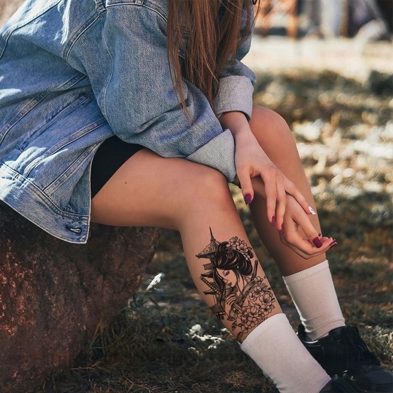 สติ๊กเกอร์ลายสัก Black Dancer ขนาด 7.5 และ 12 ซม., กันน้ำ ทนนานถึง 15 วัน - รูปที่ 7