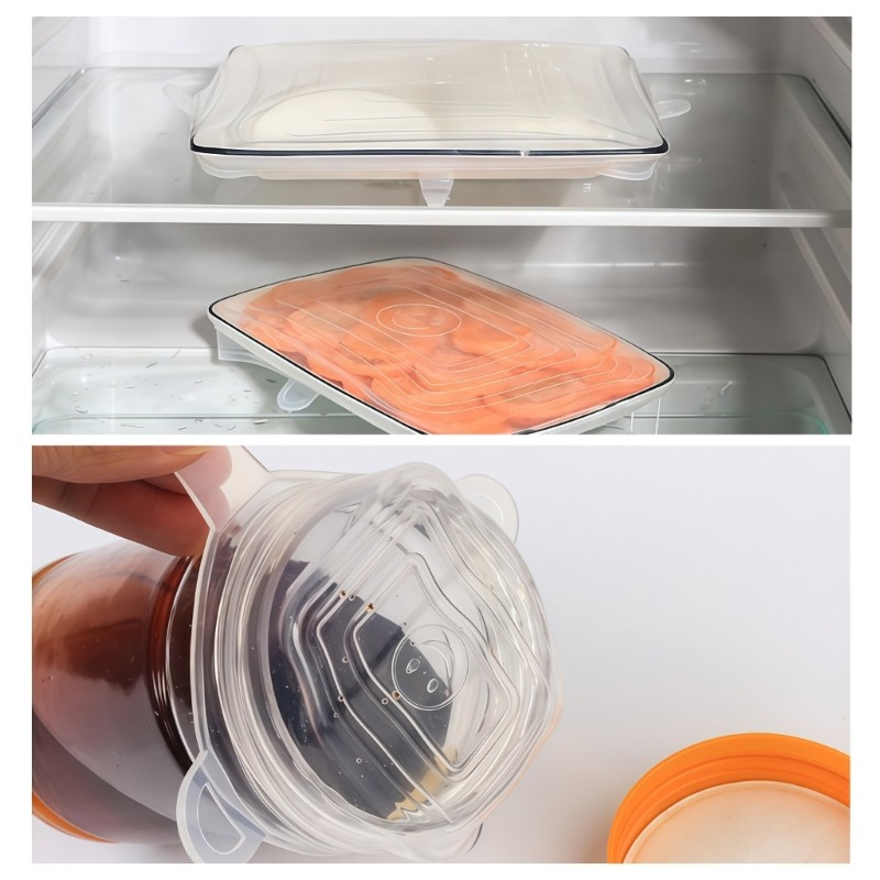 MDD 6 ชิ้นฝาปิดภาชนะซิลิโคนสี่เหลี่ยมซีลแน่นผู้ใช้ที่เป็นมิตรเครื่องล้างจานปลอดภัยครอบคลุม - รูปที่ 7