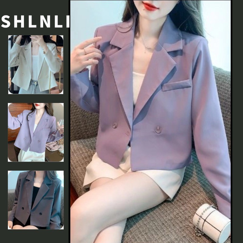เสื้อสูทสั้นผู้หญิงเกาหลีฤดูใบไม้ร่วงและฤดูหนาวเอวสูงอารมณ์เสื้อแขนยาว