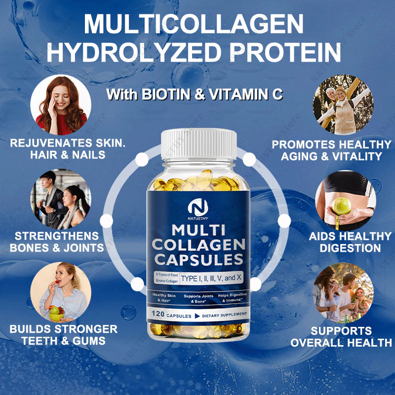 NATUSTHY Multi Collagen Capsules Type I II III V X ผิว กระดูกข้อต่อ ตับ thumbnail 5