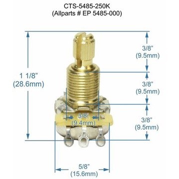 CTS Mini Pot 250KA Audio Taper มินิพ็อต กีต้าร์ เบส ของแท้ 100% EP-5485 ราคา ถูกที่สุด ดีลบีเคเค แกลเลอรีภาพที่ 2