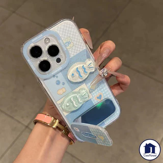 เคสซอฟต์เข้ากันได้กับขาตั้งกระจกปลาน่ารัก VIVO Y19S Y04 Y03 Y28 Y29 Y21s Y17s Y21 Y22 Y36 Y12i Y11 Y20 Y02 Y27 Y17 Y16