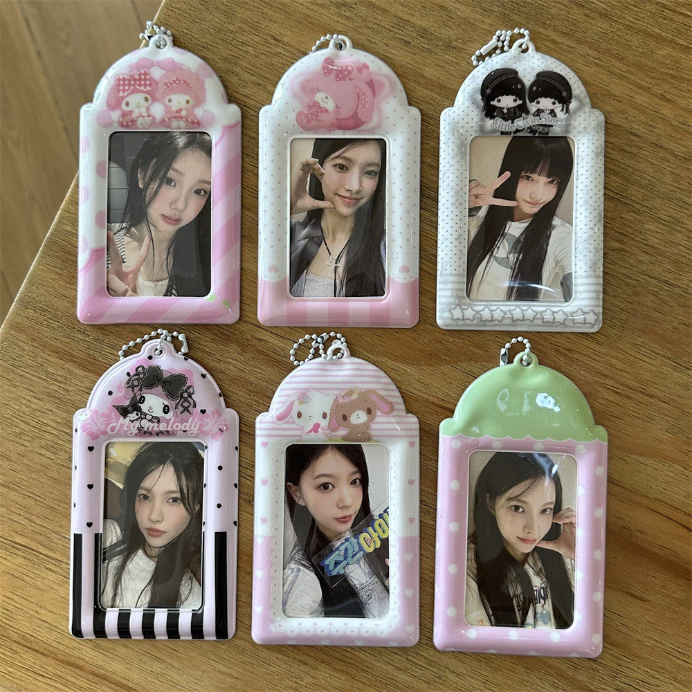 สตรอเบอร์รี่ Xiaomei Gemini 10 ซม.ผู้ถือบัตรโพลารอยด์ Aidou การ์ดขนาดเล็ก Campus Card Storage กระเป๋าแสดงจี้