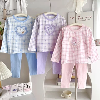 [ผ้าฝ้าย 95% Lycra] ชุดนอนเด็กชุดเด็กผู้หญิง 200g Four Seasons Lycra Loungewear ฤดูใบไม้ผลิฤดูร้อนแขนยาว-0321