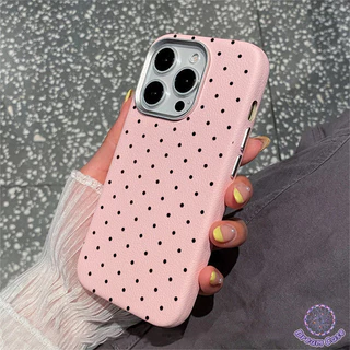 เคสไอโฟน 11แฟชั่นลายจุดสีดำลายจุดหนังพื้นผิวนุ่ม สำหรับ IPhone 11 17 16 15 13 14 12 Pro Max 16 7 8 15 Plus SEปีใหม่ 2026