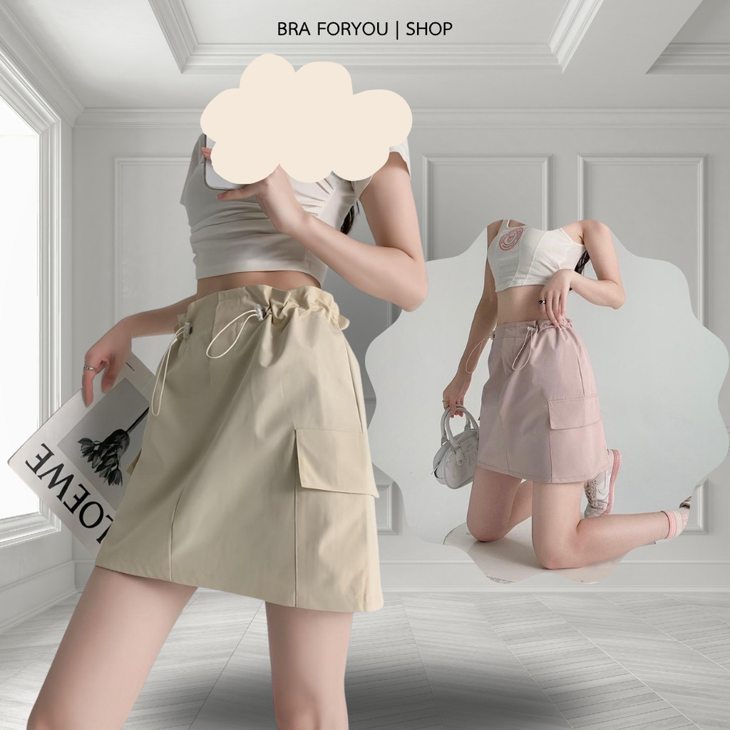 Bra Foryou กระโปรงคาร์โก้ผู้หญิง ซับในกางเกง ปรับเอวได้  3 สี (708-B-2) เสื้อผ้าผู้หญิง