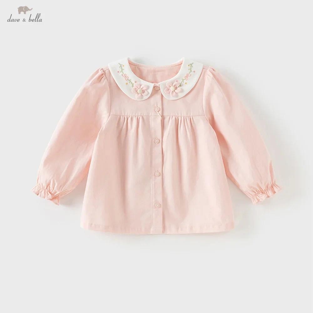 Dave Bella เสื้อแขนยาวสำหรับเด็ก ผ้าฝ้าย 100% สีชมพู ผ้าฝ้ายเนื้อนิ่ม สไตล์น่ารักๆ DB3252847