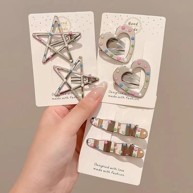 ชุดกิ๊บเครื่องประดับผมสำหรับเด็กผู้หญิง แบบลายจุดและดาว 2 ชิ้น/set