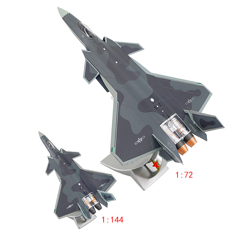 1: 144 J-20 Fighter รุ่นขนาดเล็ก Veyron Fighter J20 เครื่องบินรุ่นตกแต่งโลหะผสมทหาร