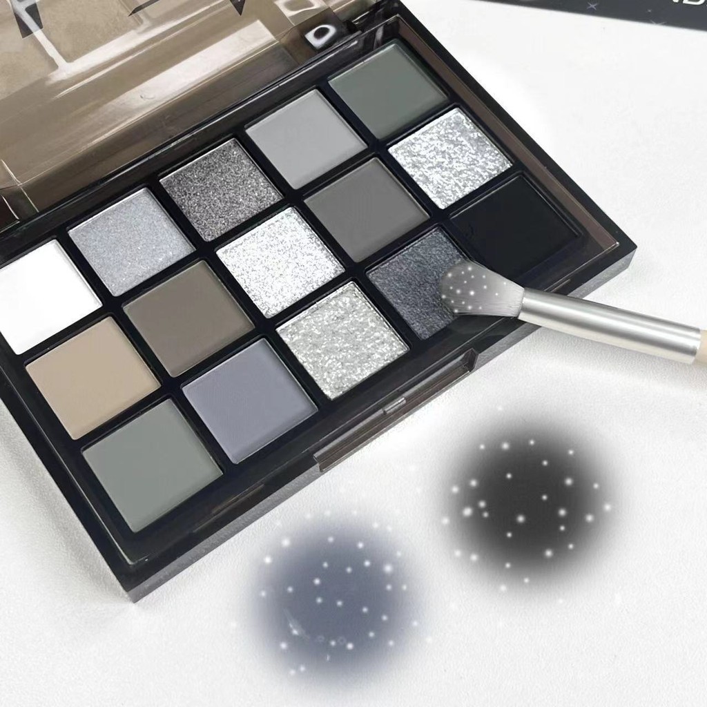 15 Dark Night Knight อายแชโดว์สีเทาเข้ม Pearlescent ซีเมนต์รมควันโลหะบริสุทธิ์ Punk จัสมิน fz87yypfz