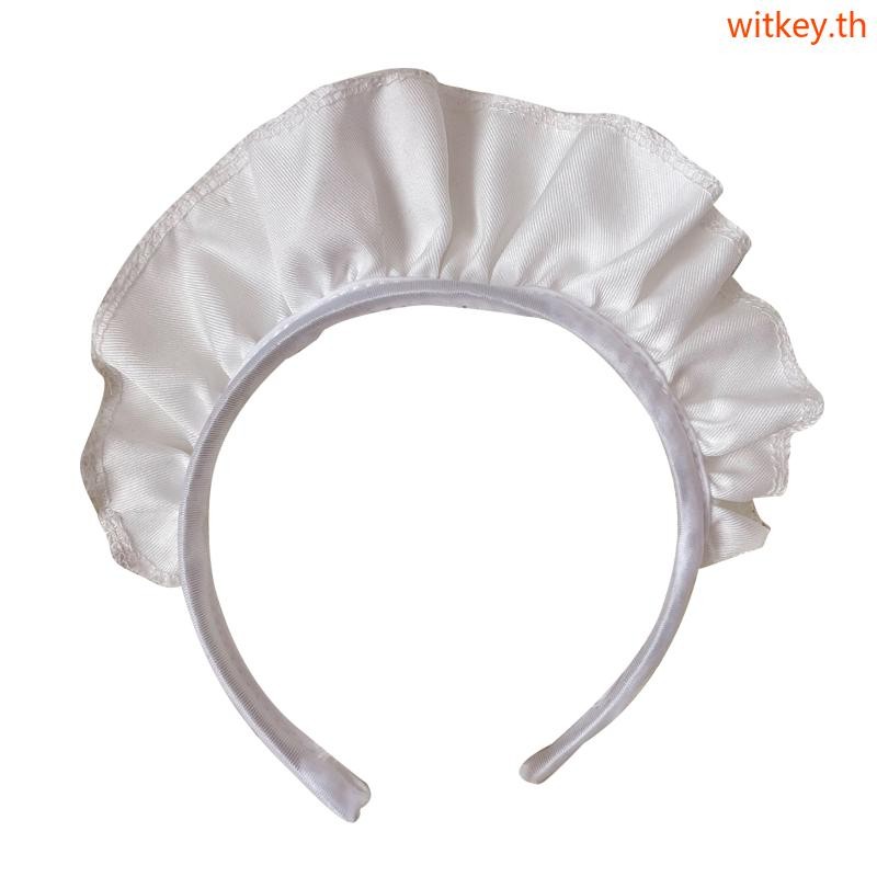 Wide Ruffle Headbands for Women Cosplay White Maid Headwear Gothic Accessories