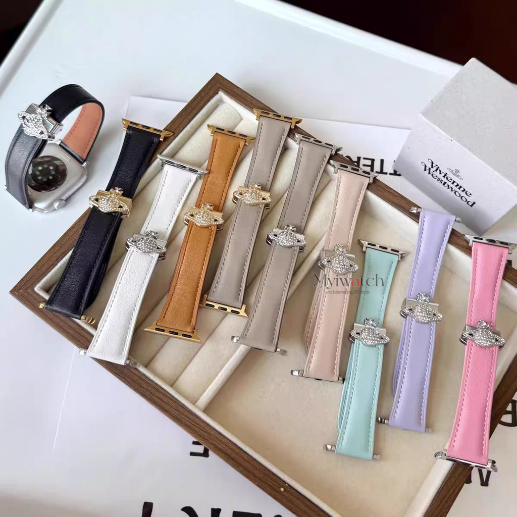 โลหะหัวเข็มขัดแม่เหล็กสายหนังแท้สําหรับ ฉันดู ชุด iwatch Series 10 9 8 7 6 กับ 5 4 3 2 42/44/41 มม.45 มม.40 มม.46 มม.เพชรดาวเสาร์หัวเข็มขัดออกแบบสายรัดข้อมือสําหรับ อย่างไร พอดี 3 4 มือโปร