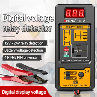PCBFUN เครื่องทดสอบรีเลย์ เช็คแบตเตอรี่ แสดงแรงดันดิจิทัล ช่อง4/5เท้า ไฟLED 12V/24V Car Relay&Battery Tester