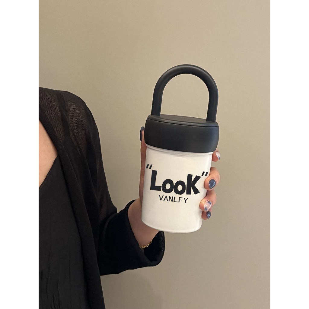 Niche Thermos Cup Girls High-value Simple Portable Portable Water Cup Stainless#小众保温杯女生高颜值简约便携手提水杯不锈