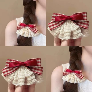 ลูกไม้ตาข่ายสีแดงดีไซน์เรียบทันสมัยสำหรับสตรี