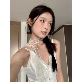 🎀Yummy Shop🎀พร้อมส่ง (VO-49) ริบบิ้นยาวผ่านุ่มนิ่ม ลวดลายลูกไม้ สไตล์สาวเกาหลี