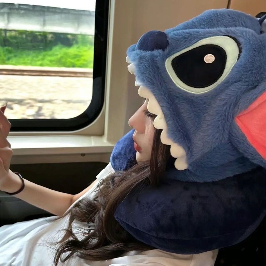 หมอนรองคอพร้อมฮู้ด รูปทรงU ลายการ์ตูนลายเปียโน สติตช์หมอนที่นุ่มนิ่ม ความสบายตลอดการเดินทาง ลายน่ารัก งีบหลับ ในรถยนต์และเครื่องบิน ✨Swoan60.th✨