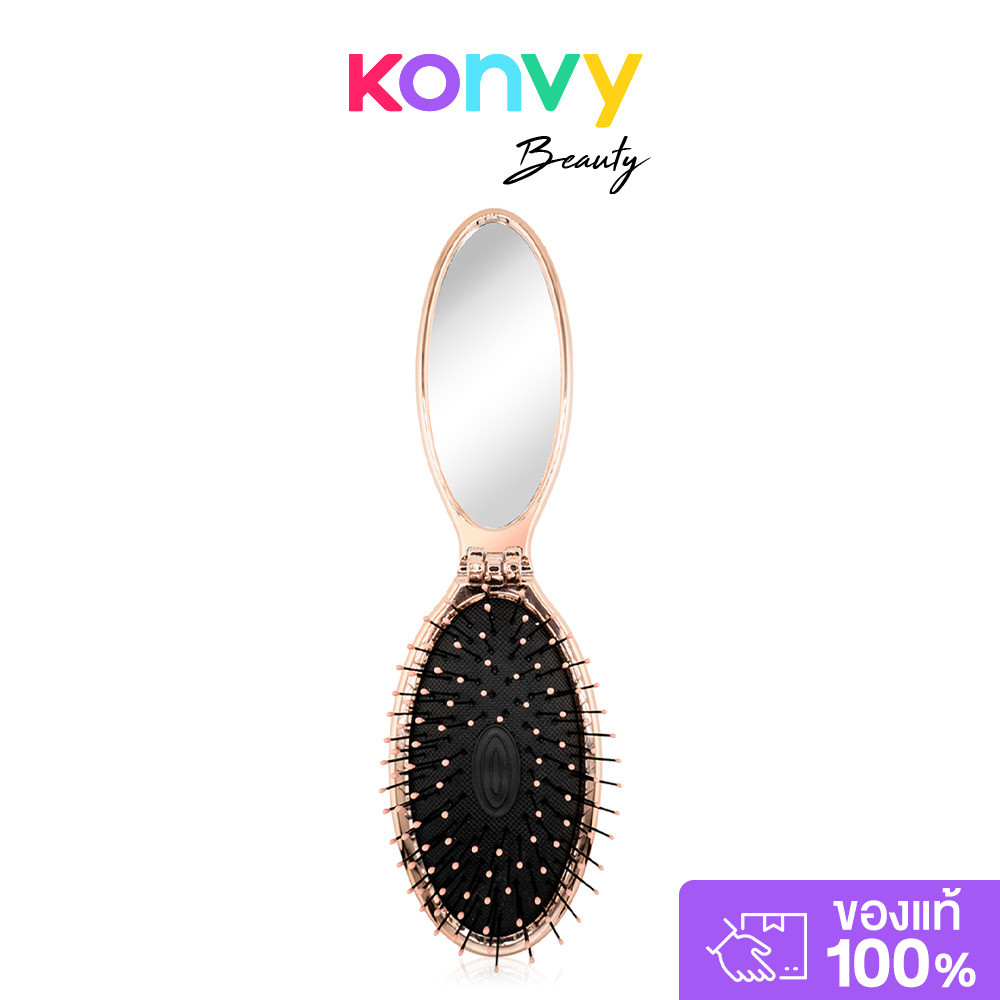 Wet Brush Pop And Go Electroplate Light Pink 1pc หวีแปรงวงรี สามารถพับเก็บได้.