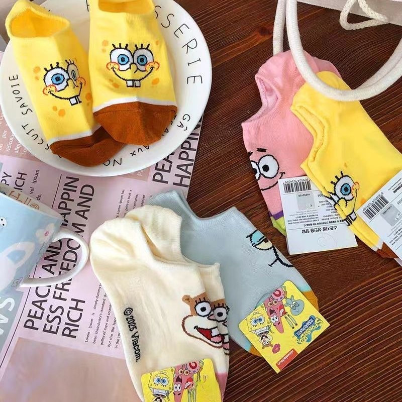 ถุงเท้า.spongeBob_squarepants สไตล์การ์ตูน สำหรับแฟชันlolita