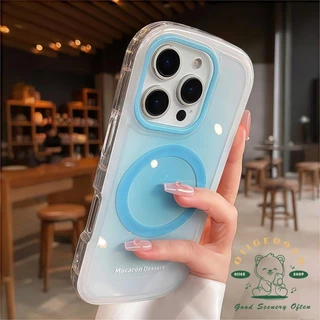 IMD การไล่ระดับสีแม่เหล็กเคสโทรศัพท์ iphone16 Pro Max 15 14 13 12 ปลอกสําหรับเคส iPhone ซิลิโคนนุ่ม TPU กันกระแทก