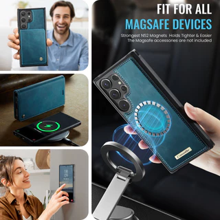 หรูหรา 2-in-1 ไร้สายชาร์จหนังสําหรับ Samsung Galaxy A57 S26 S25 FE S25 EDGE S21 S22 S23 S24 S25 ULTRA PLUS S23FE S24FE Flip กระเป๋าสตางค์กันกระแทกกรณีป้องกันปลอก