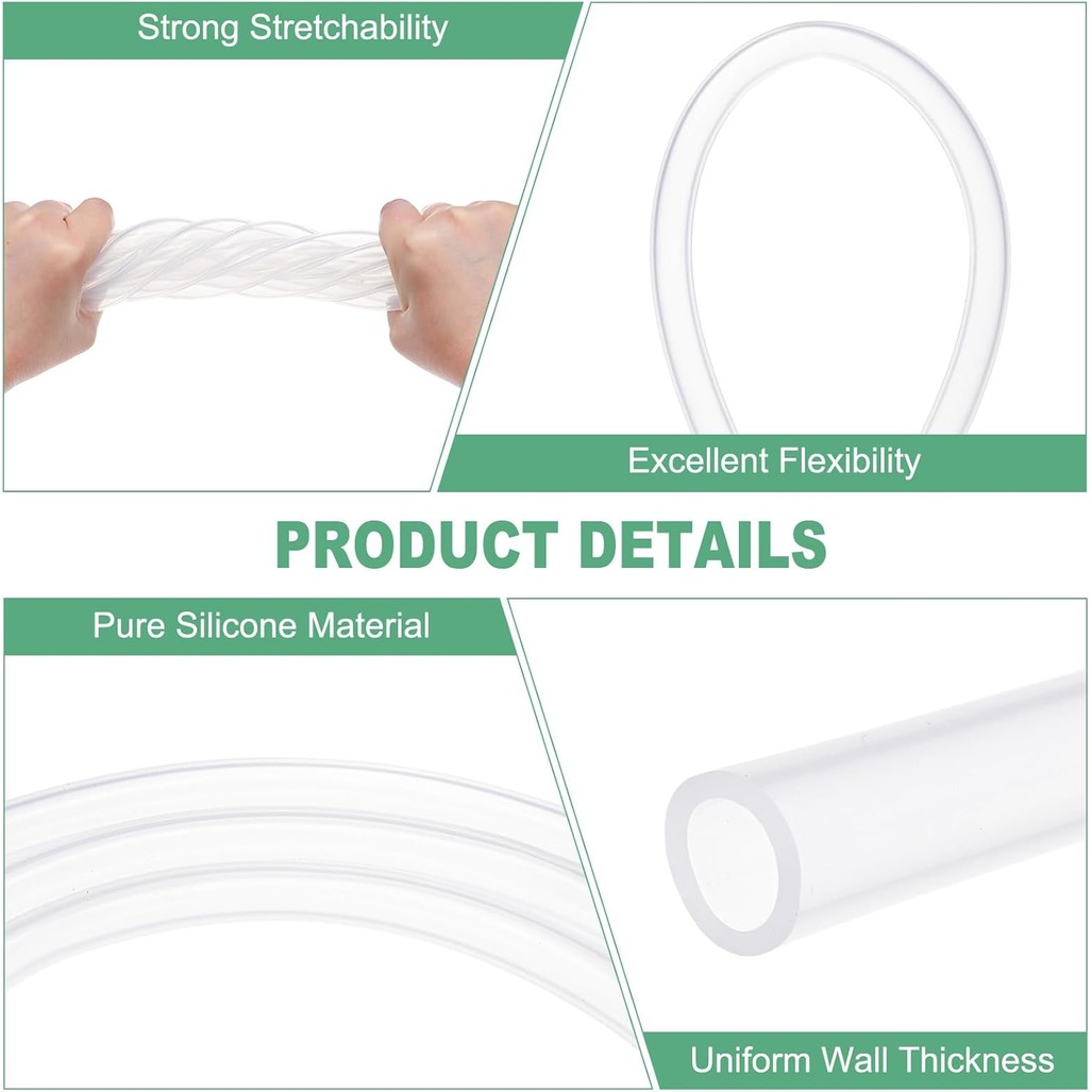 ท่อซิลิโคน, 11/32"(9mm) ID x 1/2"(13mm) OD ท่อยางซิลิโคนยืดหยุ่น, ท่อท่ออากาศน้ําอุณหภูมิสูง 2 M สํา