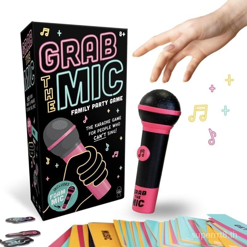 Grab The Mic - Karaoke-Style Game with Foam Microphone, 125 Word Cards, Game Board, Player Tokens & 