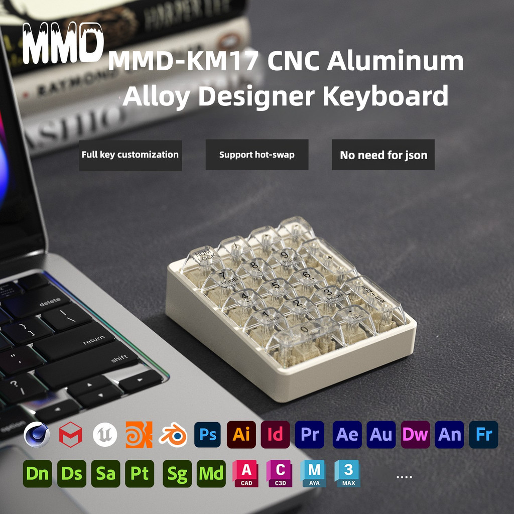 MMD KM17 CNC อลูมิเนียมอัลลอยด์ดิจิตอล VIA ปุ่มกด Anode แบบมีสาย Full Key Custom 17 คีย์