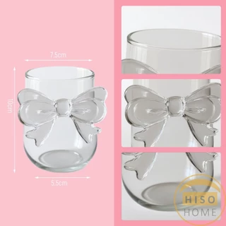 Hiso แก้วโบว์ใส ดีไซน์ที่จับเป็นโบว์ได้เก๋น่ารัก แก้วน้ำ แก้วนม Glass Cup
