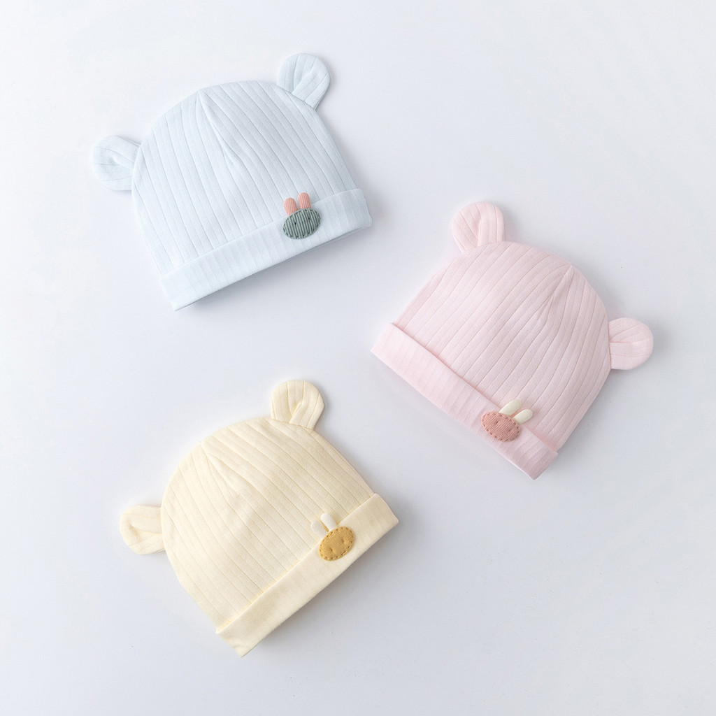 หมวกบีนนี่การ์ตูนหมีและสกูลแคป สำหรับทารก วัย 0-3 เดือน จากผ้าฝ้ายนุ่ม สไตล์น่ารัก สวมใส่ได้ตลอดปี