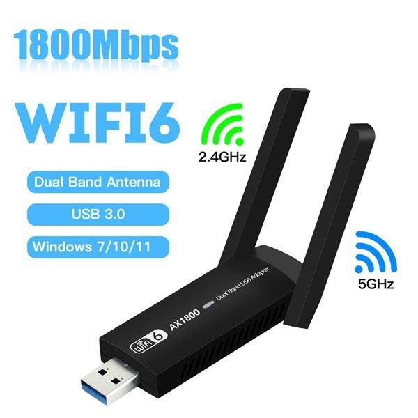 wifi6无线网卡 usb3.0无线网卡 AX1800 双频免驱 高速WiFi接收器