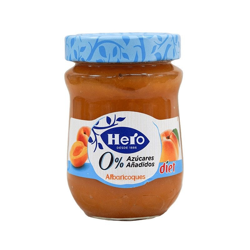 แยมขวดอาหารขนมปังฮีโร่ฮีโร่แก้วไม่มีซูโครสเพิ่มเค้กแอปริคอทเพื่อสุขภาพ280กรัมทา FGT1