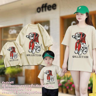 COD (จัดส่งตลอด 24 ชั่วโมง)เสื้อยืดแม่ลูก ลายสุนัขดัลเมเชียน เสื้อครอบครัว แขนสั้น ผ้าคอตตอน แฟชั่นครอบครัว พร้อมส่ง