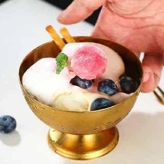 ส่งจากคลังสินค้าไทย304 ถ้วยไอศกรีมสแตนเลส Sorbet สูงชามน้ำแข็งไสชามสลัดไอศกรีมมิลค์เชคร้านหม้อไฟขนมหวานชามพาณิชย์