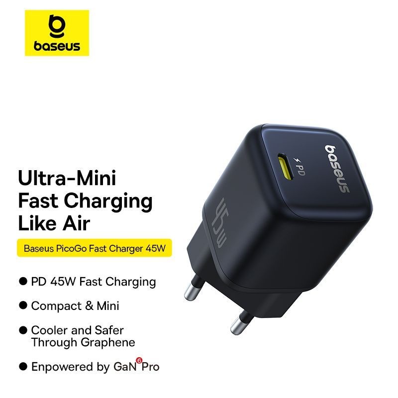 Baseus PicoGo 1C 45W Fast Charger Mini Adaptor GaN6 Pro Ultra Fast Charging EU