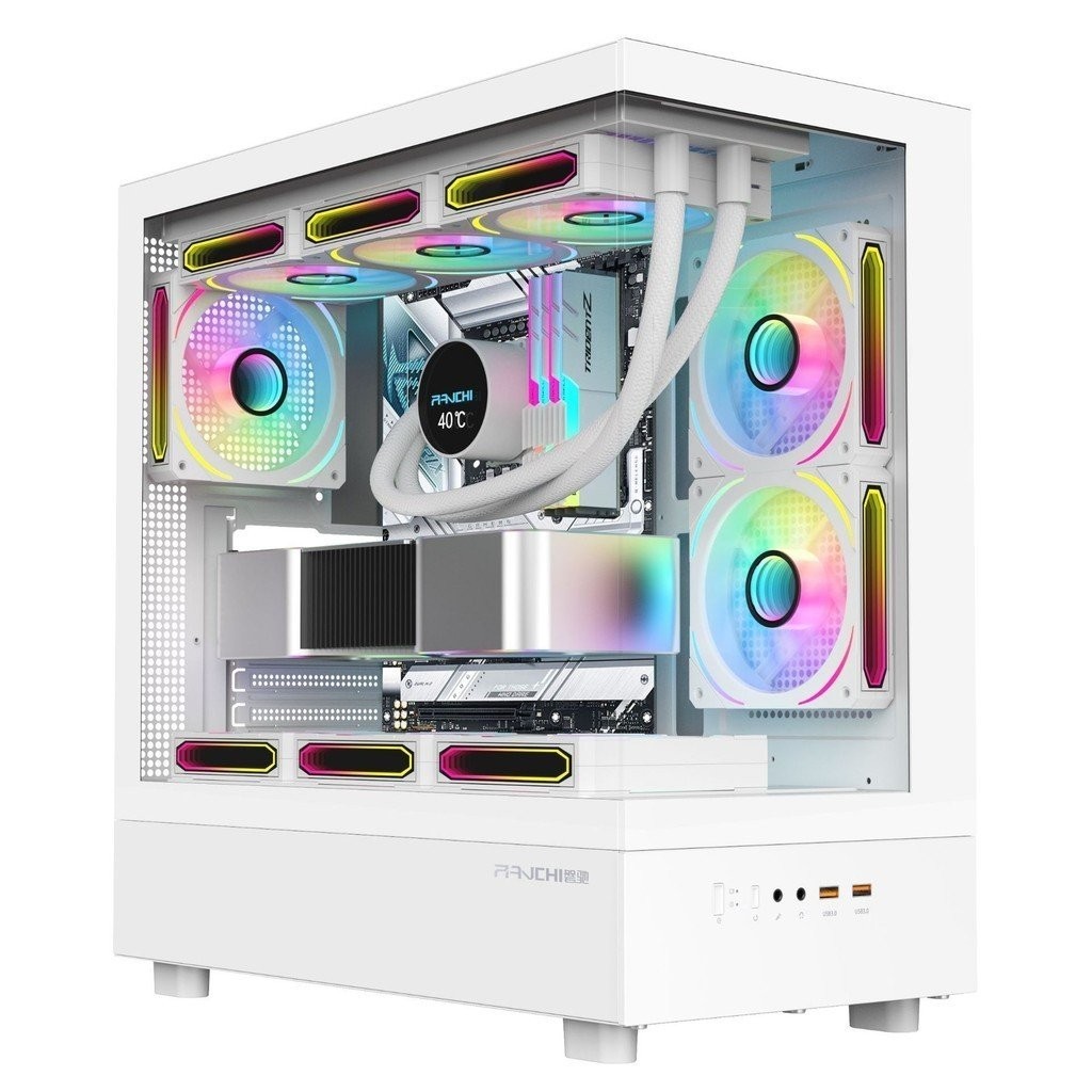 Kirin 270 No A-pillar Computer Case EATX/ATX White Sea View Room 360 Water Cooling Case โทรศัพท์ตั้ง