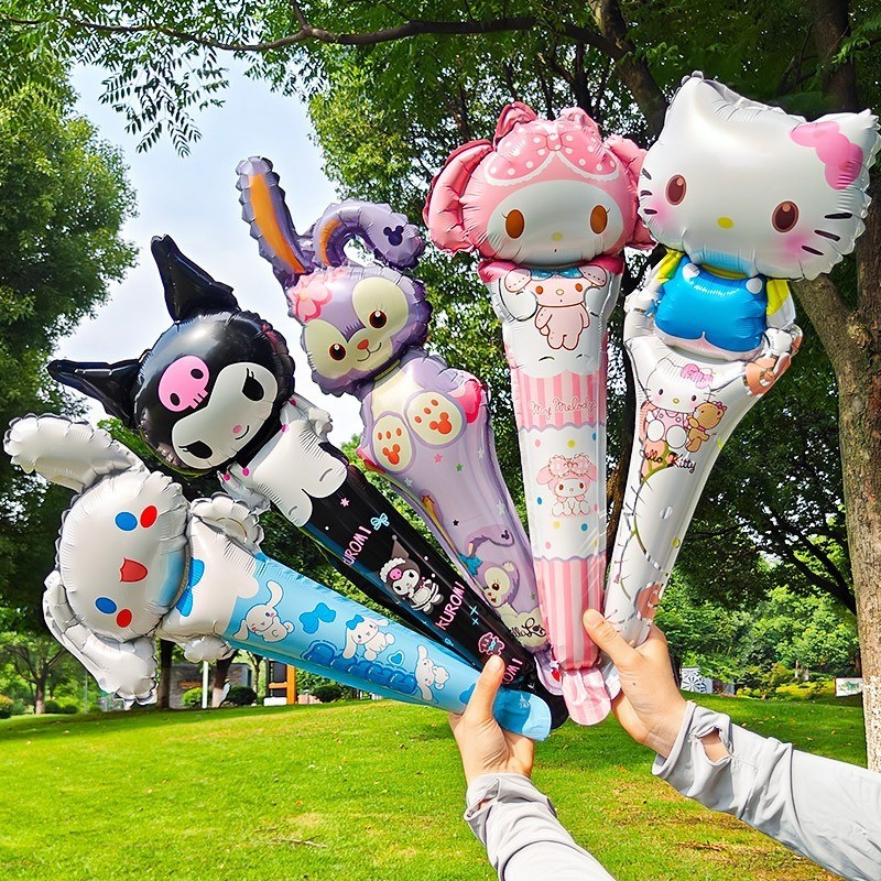น่ารัก Sanrio วันเกิดบอลลูนมือถือตกแต่งห้องเด็ก Party Inflatable Stick Photo Props วันเกิดและวันหยุดรูปแบบ Party