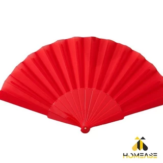 HA พัดสีแบบพับ สีพื้น ใช้สำหรับการแสดง รำเต้น ของขวัญ ที่จับพลาสติก Hand fan