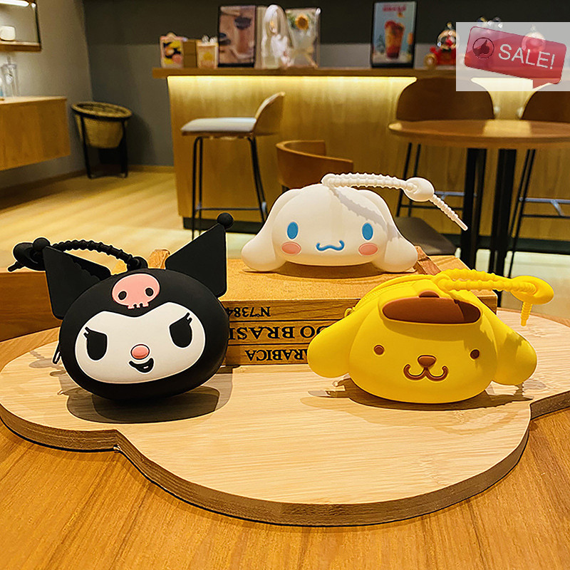 At Sanrio PVC กระเป๋าใส่เหรียญกระเป๋าเก็บจี้พวงกุญแจกระเป๋าการ์ตูนน่ารักกระเป๋าเครื่องประดับ Melody Purin กระเป๋าสตางค์ Kawaii หูฟังกระเป๋า A