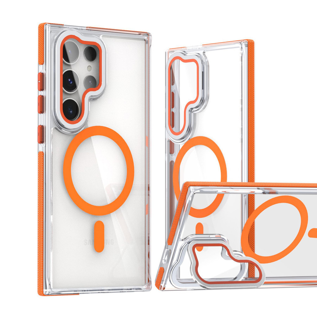 สีคู่อัพเกรดเลนส์ flim Bracket Holder อะคริลิคใส Hard เคสโทรศัพท์สําหรับ Samsung Galaxy S24 23 Ultra