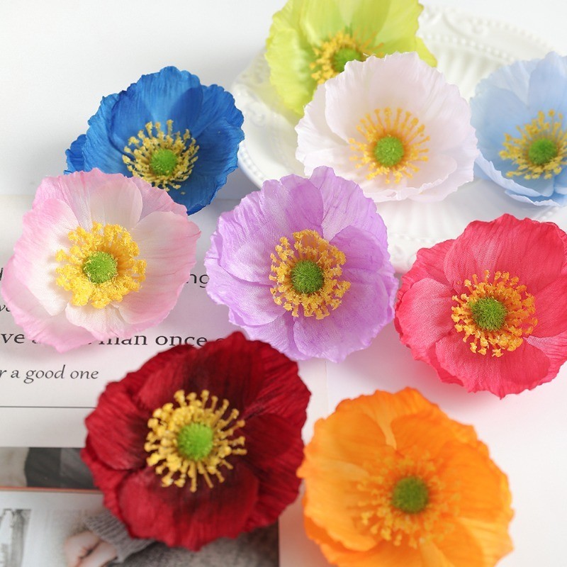 5 ชิ้น 7.5 ซม.ข้าวโพดประดิษฐ์ Poppy ดอกไม้หัวดอกไม้ปลอมสําหรับ Home Room Decor สวนตกแต่งงานแต่งงาน DIY Craft Garland ของขวัญอุปกรณ์เสริม