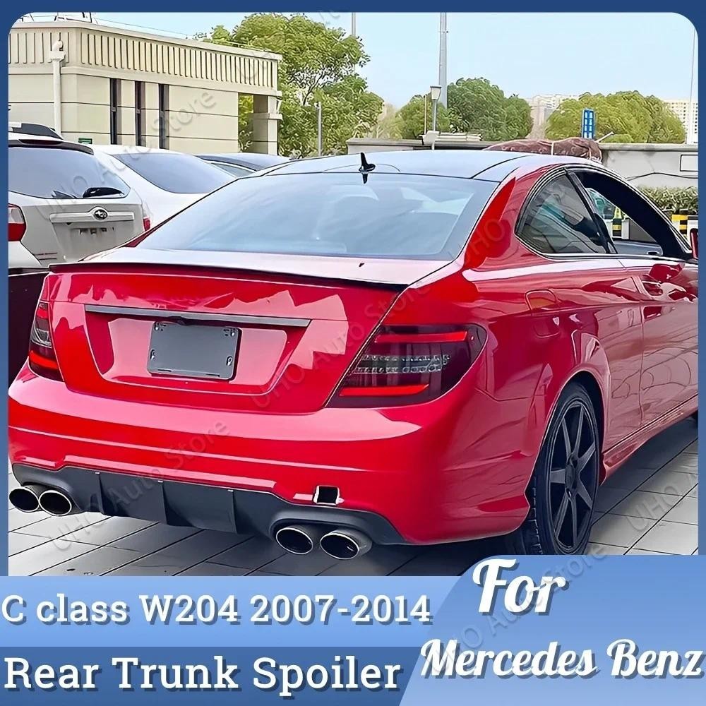 สําหรับmercedes Benz C Class W204 ซีดานC180 C200 C220 C250 C300 C320 C350 AMG 2007-2014 ABSหางTrunkหลังคาสปอยเลอร์ปีกสีดํา