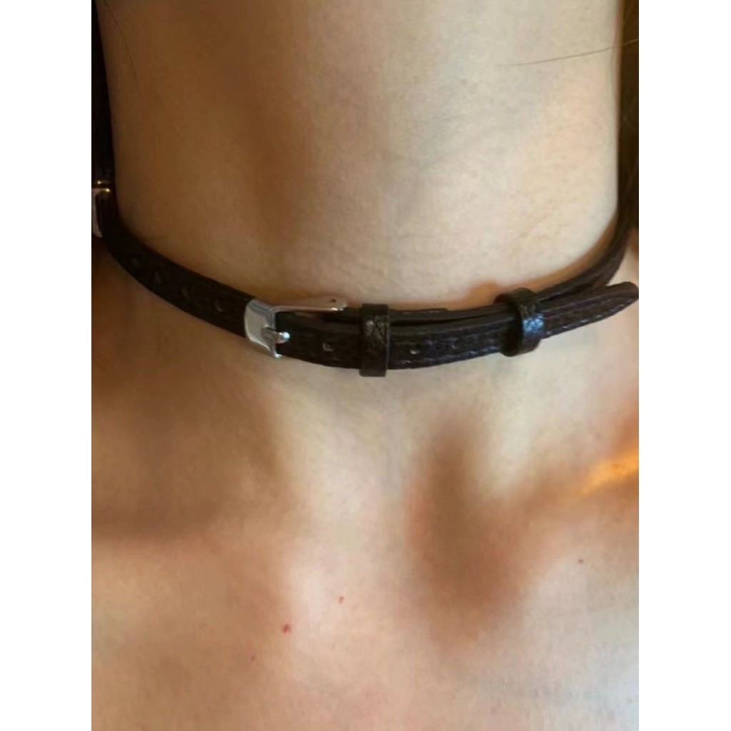 X-range Dark Belt Buckle choker Stacked Cross สร้อยคอยาว 2024 ฤดูร้อนสไตล์ใหม่ ins Casual ผู้หญิงอุปกรณ์เสริม