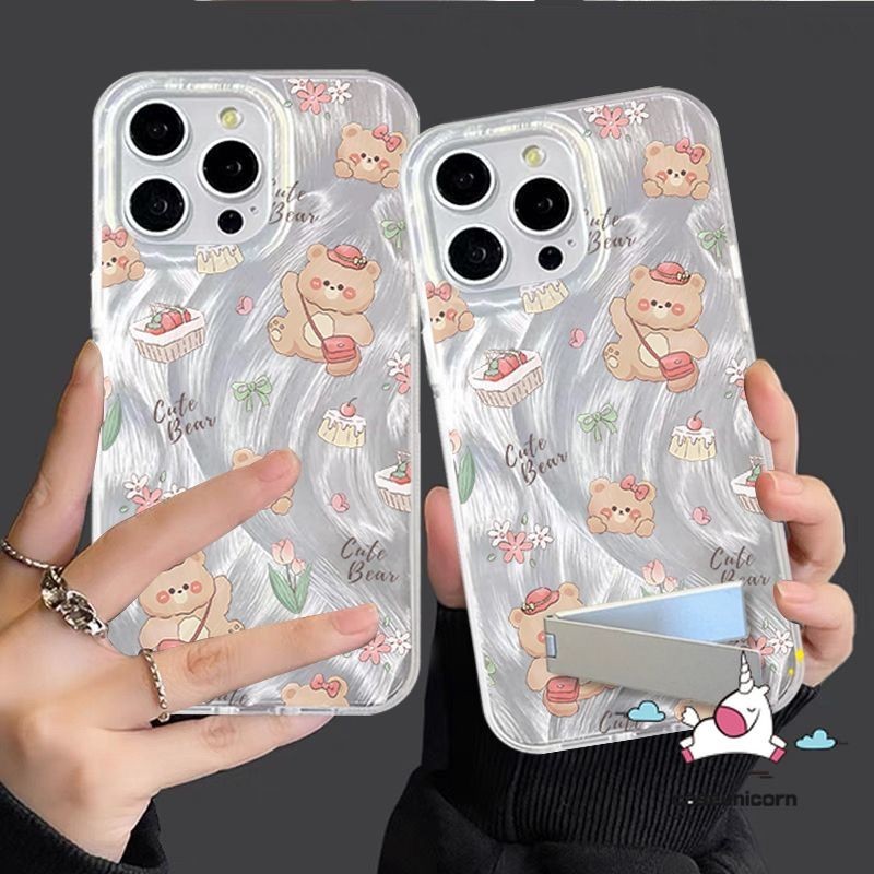 สําหรับoppo A7 A38 A60 A5 A17 A57 A18 A16s A54 A12 A15 A16 A3s A16K A17K A53 A9 A95 A33 A77 A92 A96 A58 A74 A73 A73 A7 A5 A7 A7 A5 A73 A5 A73 A7T Reno 6 6 5 5 5 5 5 5 5 5 5 5 5 6 6 การ์ตูนหมีน่ารัก เคสที่ใส่ดอกทิวลิป