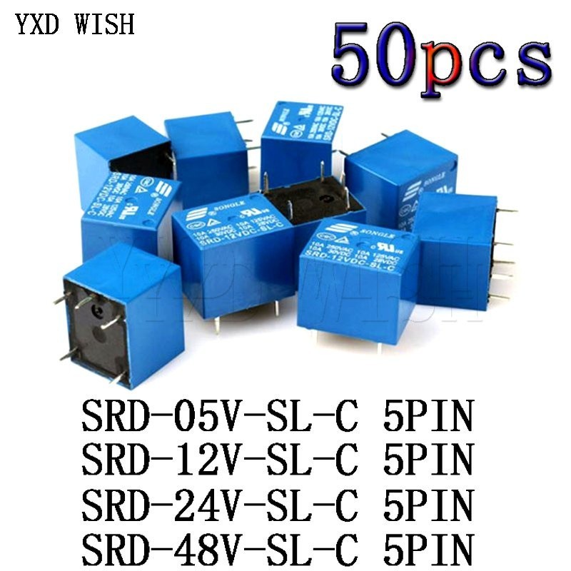 ✧50PCS/lot Relay SRD-05VDC-SL-C SRD-09VDC-SL-C SRD-12VDC-SL-C SRD-24VDC-SL-C 5V 9V 12V 24V 10A 250VA
