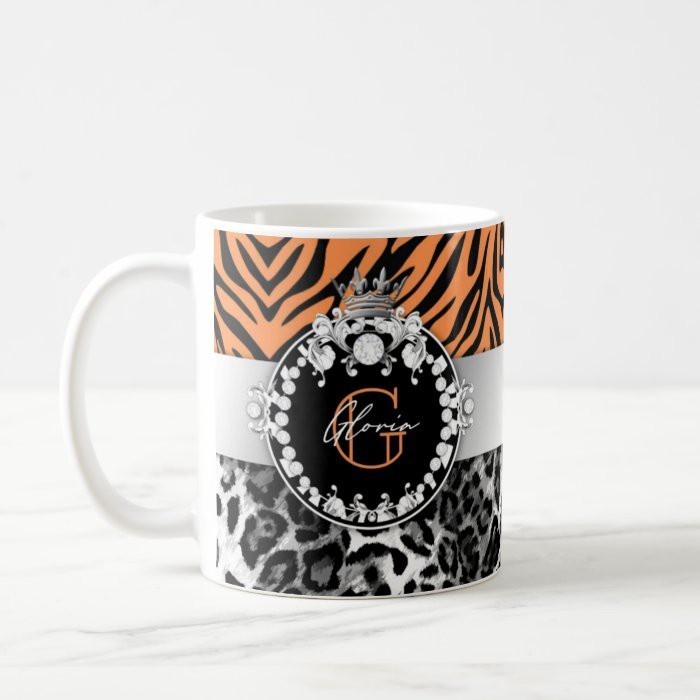 แก้วชื่อที่กําหนดเอง Zebra Leo Tique Diamonds n Kisses ธีม Keko สีส้มหวาน