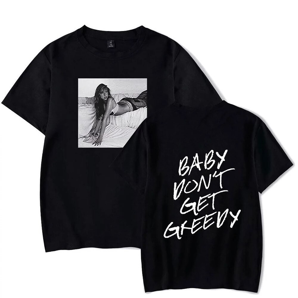 T-Shirtผู ้ ชายผ ้ าฝ ้ ายเสื ้ อยืด Tate McRae Greedy เสื ้ อยืดอัลบั ้ มทัวร ์ Merch พิมพ ์ Tee Un