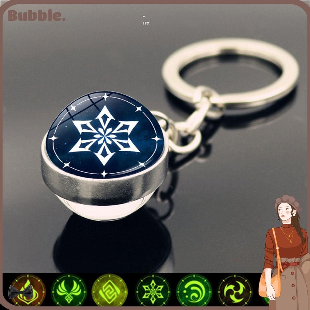 Bubble Genshin Impact พวงกุญแจผู้หญิงผู้ชาย Charms Eye of God จี้แก้วโดมจี้ Luminous
