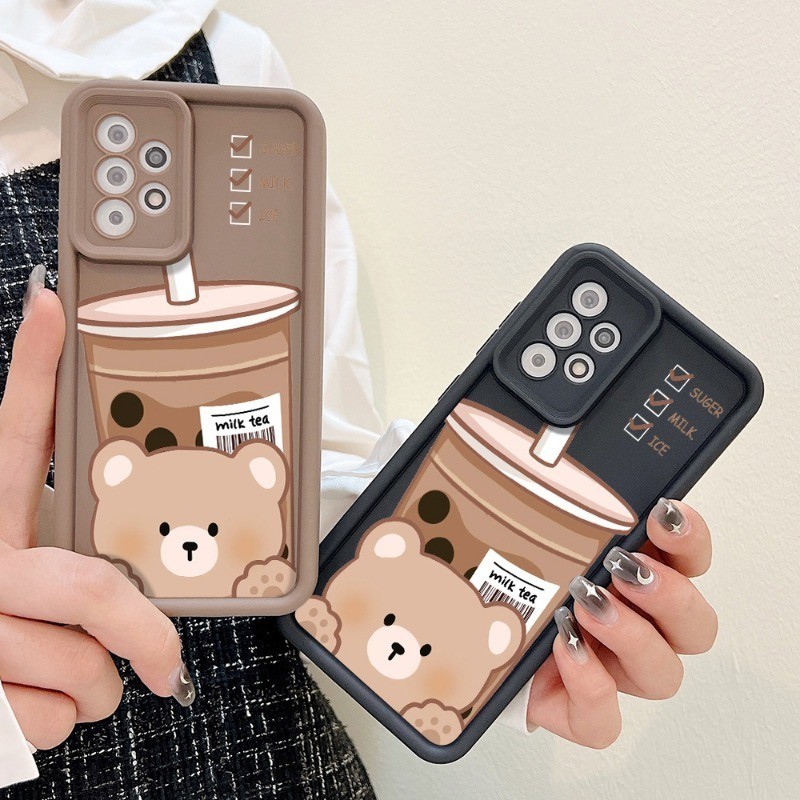 หมีน่ารัก เคสโทรศัพท์ซิลิโคน สำหรับ Samsung A05 A05S A12 A15 A32 A34 A54 A55 S22Ultra S23FE S24Ultra